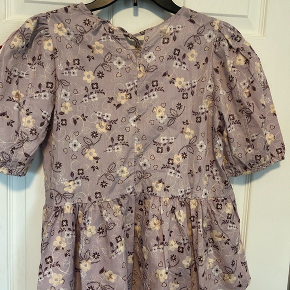 Easel Purple Puff Sleeve Blouse with Peter Pan Collar - Picture 2 of 4